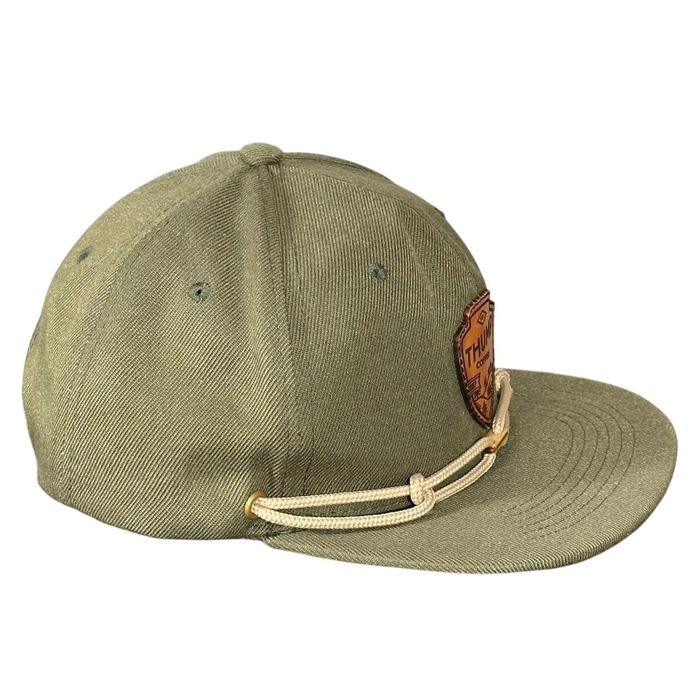 Thump Coffee Snapback Hat Adjustable Olive Green Leather Patch Rope Detail Cap - Picture 7 of 13